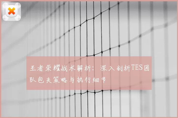 王者荣耀战术解析:深入剖析TES团队包夹策略与执行细节
